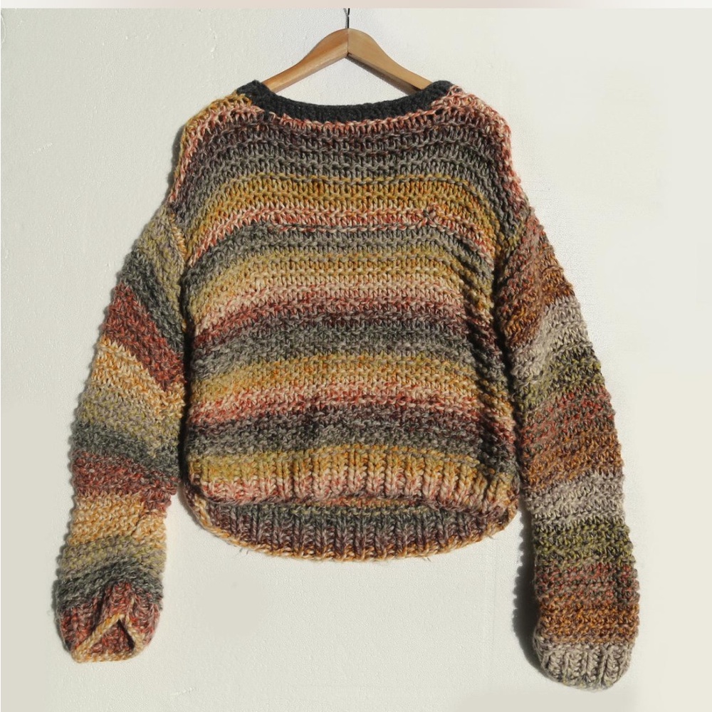 🍂 Gorgeous Hand-knit rainbow sweater multi color striped knitted sweater